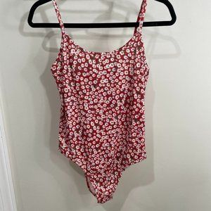 Red Floral Spaghetti Strap Bodysuit